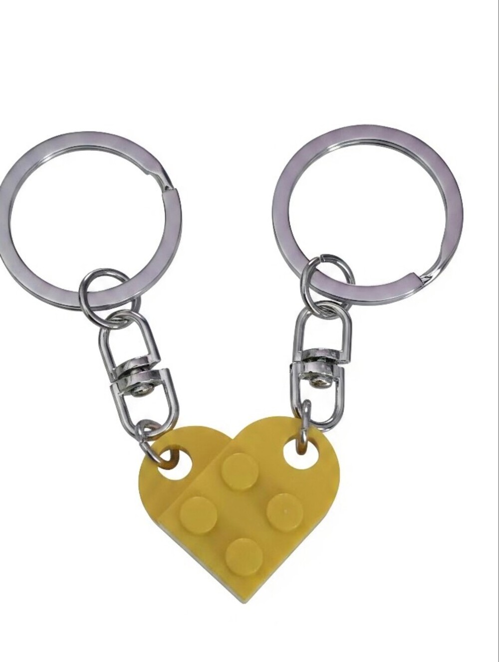 Yellow Heart Lego-Style Double Keychain